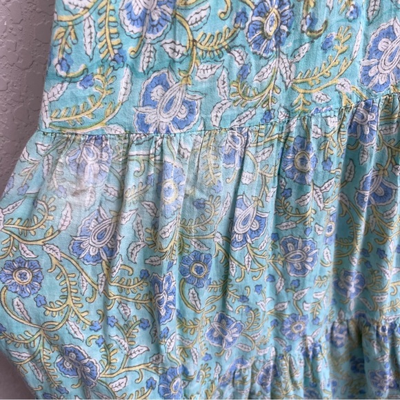 Rixo Kendall Maxi Dress XS Floral Print Sleeveless Ruffle Smock - Picture 8 of 11